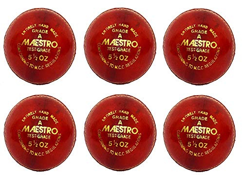 CW Maestro - Juego de 4 pelotas de críquet (piel, 156 g, 4 unidades), color rojo