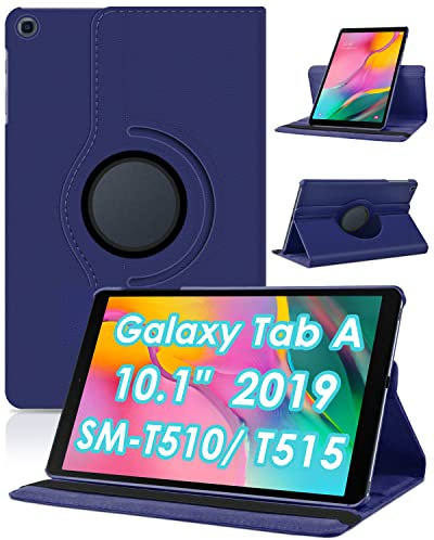 KATUMO Hülle für Samsung Galaxy Tab A 10.1 2019 (SM-T510/T515) Ultra Dünn Smart Cover Schutzhülle Leder Flip Case Rotating für Samsung Tablet 10,1 2019, Dunkelblau
