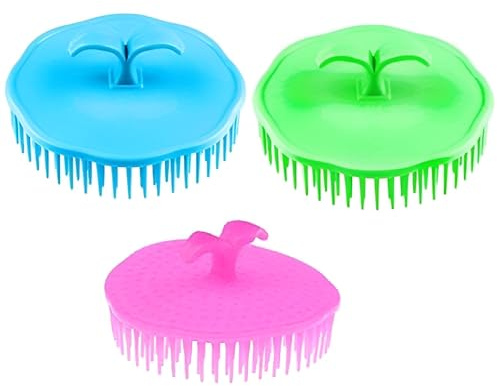 shrajs Peines redondos de plástico para lavar el cabello, masajeador de pelo, cepillo de ducha, herramientas de lavado de cabello para hombres y mujeres, multicolor (paquete de 3)