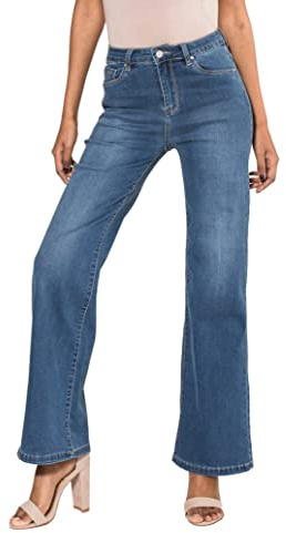Nina Carter P080 Jean évasé bootcut taille haute pour femme, L