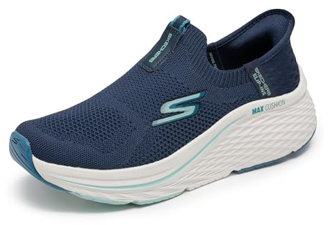Skechers Women's Max Cushioning Elite 2.0 Eternal Slip-in Trainers, Navy Textile/Blue Trim, 6 UK