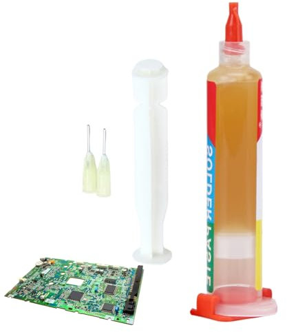 HUNYA Flusso di Saldatura,Pasta flussante Senza Lavaggio da 10 ml per Saldatura con Design siringa - Prodotti per la Riparazione Elettronica di telefoni, televisori, sensori, Motori