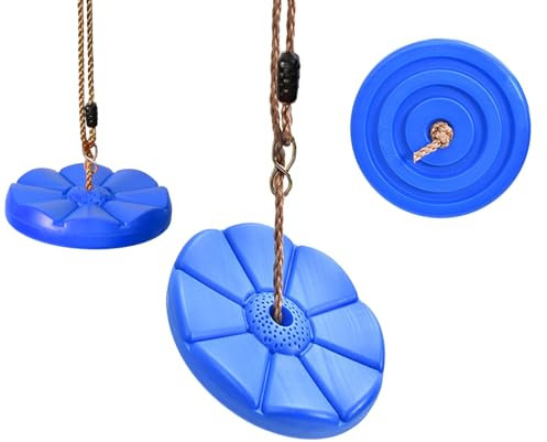 RoamReady Climbing Rope Swing, Rope Ladder for Kids Outdoor Tree Backyard Playground Swing with Knot and Disc Swings Seat Set, Zip Line Seat for Kids, Sturdy & Safe, (Blue)