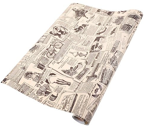 Veemoon Papel Pintado Autoadhesivo Vintage De Papel De Contacto Estilo Periódico Retro, Fácil De Pegar y Despegar, Para Decoración De Paredes Cocina y Baño, Rollo 45x297 Cm, Uso Diy y Hogar