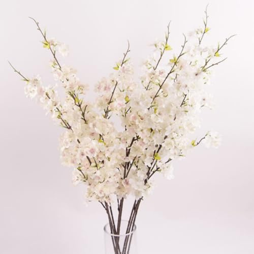 OUKEYI 4 branches artificielles de cerisier synthétique, 74 cm de long, fleurs artificielles pour branches de cerisier, arrangements de vase pour le printemps, mariage, intérieur et extérieur