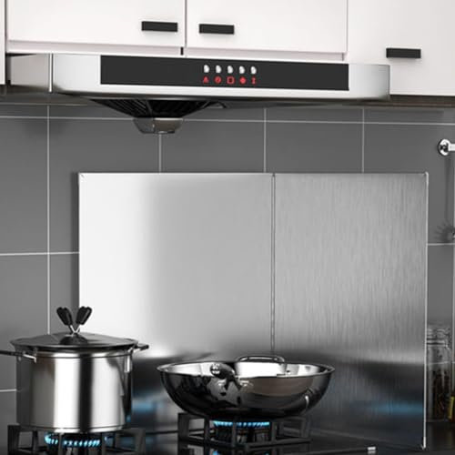 Crédence de cuisine réglable en acier inoxydable 73 x 101,6 cm pour cuisinières, crédence en acier inoxydable satiné pour cuisine (73 x 101,6 cm, 3 tranches)