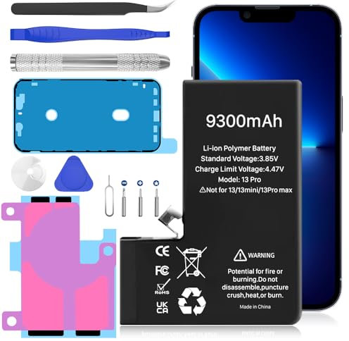 BOANV 9300mAh Akku für 13 Pro, (2024 New Upgrade) Super High Capacity Ersatzakku für 13 Pro (A2636 A2638 A2639 A2640 A2483) 6.1 Zoll mit professionellem Ersatzwerkzeug Kits