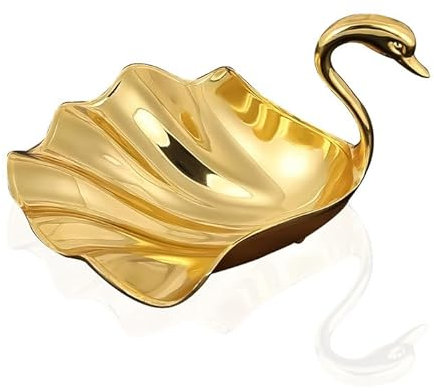 Bol à Fruits en Métal, Bol à Fruits en Forme de Cygne Doré, Fruits, Légumes, Pain, Support DéCoratif, Plateau de Service, Plat à Collation, Bijoux Vintage, Anneau