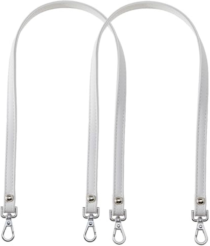 Hobbspring Sangles de sac à main avec poignée courte pour sacs d'embrayage - Sangle de rechange pour sac à bandoulière - Sangle de couture amovible, Platine + blanc, 60x1.2cm