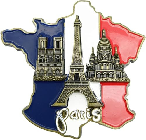 1 Pc France Fridge Sticker - France Map Refrigerator Sticker - Innovative 3D Resin Fridge Magnet Stickers, Europe Tourist Souvenir, Notre-Dame Cathedral De Paris France Eiiffel Tower