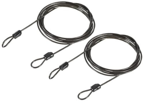 TA-VIGOR 2 st säkerhetsstålkabel, 2,5 mm x 2 m/6,56 fot belagt säkerhetsvajer med dubbel ögla, flexibelt säkerhetskabellås för cykel, bagage, resor och utomhusbruk, svart