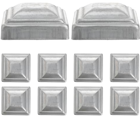 VANZACK Pali per recinzioni in metallo, 10 pezzi, zincati, 6 x 6 cm, copertura per pali di recinzione, quadrati, argentati