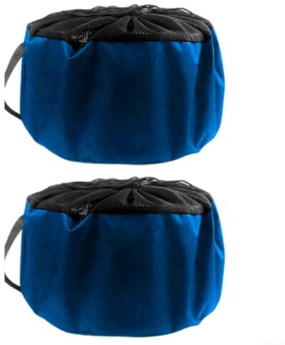 Zilimontt Bolsa de almacenamiento de manguera resistente al agua con parte superior de malla para ventilación y asa de transporte resistente para almacenamiento de manguera eléctrica y jardín (azul)