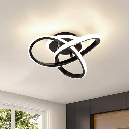 MELAYR Ceiling Light LED 21W, Bedroom Light Ceiling 3000K/4500K/6500K with Memory, 2100LM Modern Ceiling Lighting for Living Room Kitchen Hallway Office, 25cm, Black
