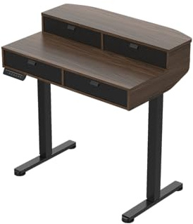HUANUO 80 x 53 cm Piccola Scrivania con Cassetti, Compatibile Supporto a Morsetto a C, Scrivania Regolabile in Altezza, Scrivania Stand Up Ufficio Domestico 4 Altezza