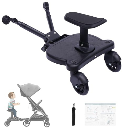 Goddlgjik Planche universelle pour poussette avec siège, jusqu'à 25 kg | Marchepied universel 360° à deux roues pour poussette pour enfants de 3 à 7 ans