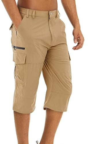 Cargo shorts herr 3/4, korta byxor herr sommar över knä herrshorts hög midja strandbyxor andas chinos shorts slim fit cargoshorts vardagsbruk joggingshorts capribyxor med flera fickor
