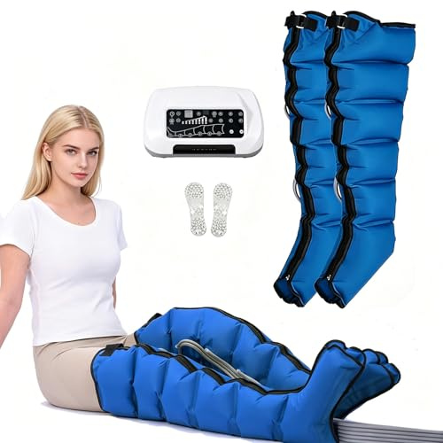 Kompressionsstövlar För Benen, 6-Kammars Benkompressionsmaskin Med 6 Massagelägen, Anpassningsbart Tryck 30–250 Mmhg, Timer 0–30 Min, Lindrar Benödem Och Trötthet, För Hemmarehabilitering