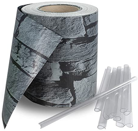 Stel4Style PVC Sichtschutz Streifen Privatsphäre Doppelstabmatten Zaun Folie inkl. 30 Befestigungsclips, Farbe:Stein - Optik, Länge:70m (2X 35m)