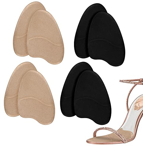 4 Pairs Forefoot Cushion Inserts for Women Shoes,Non-Sliding Insole Pads for Open Toe Heel Pads Inserts for Too Big Shoe,No Slip Heel Grips Liners Pads for Loose Shoe,Ball of Foot Cushions