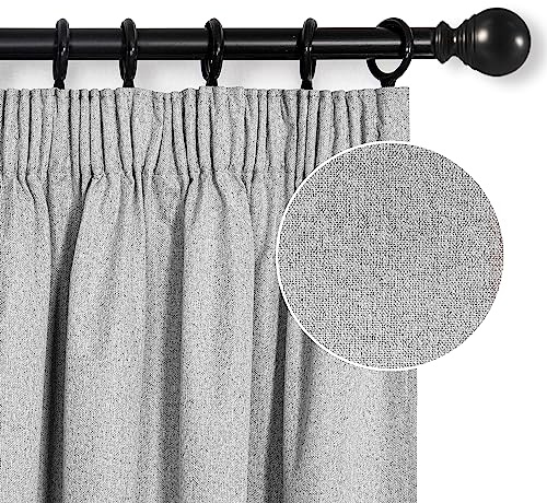 MYSKY HOME Vorhänge Blickdicht Kräuselband Gardinen Küche Schlafzimmer Thermovorhang Kälteschutz Verdunkelung Kurz, Höhe 160 x Breite 140cm, Hellgrau, 2er-Set
