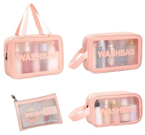 4pcs Articoli Da Toeletta, Borse Trucco, Borse Da Viaggio Trasparente Impermeabile Borse Di Trucco Da Viaggio Portatile Delle Donne Articoli Da Toelettatura E Trucco Borse, Colore: rosa., taglia