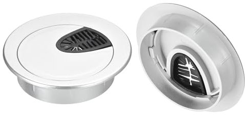 sourcing map Kabellochabdeckung, 65 mm, ABS, für Schreibtisch, Kabel, Kabeldurchführung, Lochabdeckung für Büro, Computer, Schreibtisch, Draht-Organizer, Silber, 2 Stück