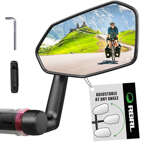 RBRL Extra Large Bicycle Mirror, 360 Adjustable Shatterproof and Durable Bar End Rear View Mirror for E-Bike (Right)