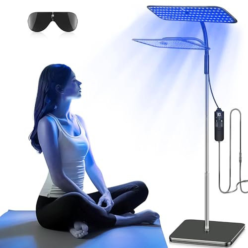 Jitesy Solarium Für Zuhause,50W Solarium für Zuhause,Bräunungslampe Mit Versenkbarem Sockel,225PCS 460NM+490NM Blaulichttherapie Perlen,Gesichtsbräuner für den Heimgebrauch