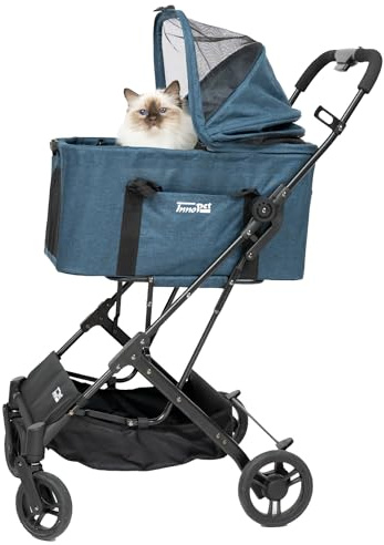 Passeggino compatto 2 in 1 Innopet per cani e gatti - Passeggino pieghevole per animali con borsa da trasporto rimovibile - Passeggino leggero per animali di piccola e media taglia fino a 20 kg