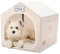 Jiupety Hundehöhle Hundehütte Indoor mit Rahmen, Waschbare, Zusammenklappbare Hundezelt, Hundehaus für Drinnen, Belüftbares Hundebett mit Dach für 4-9 kg, M Größe 43x43x43 cm, Beige