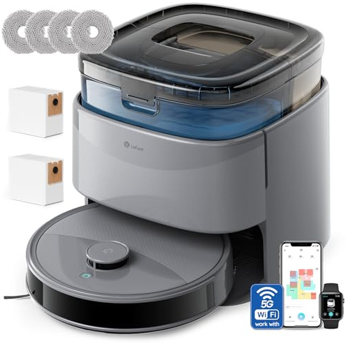 LEFANT M3 Max Robot Aspirador y Fregasuelos, Todo-en-Uno 20000 Pa, 210min, Auto-Lavado/Secado Mopa, Auto-Vaciado 3,2L, dToF Navegación Láser, Evita Obstáculos, WiFi/Alexa/App/i Watch, 2.4G & 5GHz WiFi
