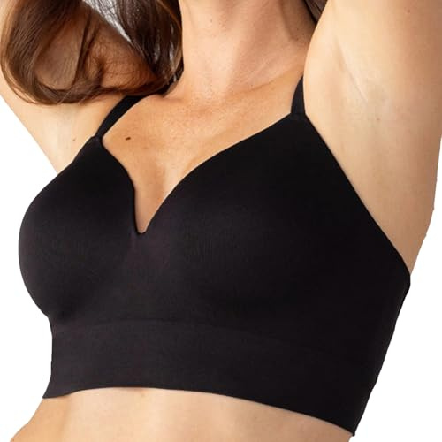 schlafhimmel BH Damen Original, Daily Essential BH, Nahtloser, Bequemer Soft-BH für den Alltag mit Starkem Halt (Schwarz, XL)