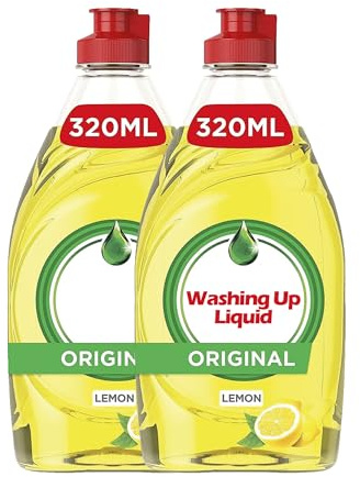 Lemon Washing Up Liquid | 320ml | (Pack of 2) | Long-Lasting Grease-Cutting Power | Fresh Lemon Scent | Gentle on Hands | Multi-Purpose Use