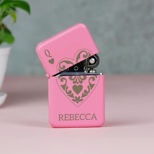 Personalised Queen of Hearts Pink Petrol Lighter