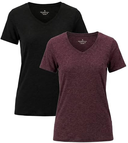 BEENIUBEE Confezione da 2 magliette da donna in 100% lana merino, strato di base in lana, a maniche corte, anti-umidità