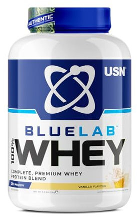 USN Blue Lab Whey Protein Powder: Vanilla - Whey Protein 2kg - Post-Workout - Whey Isolate - Muscle Building Powder Supplement With Added BCAAs