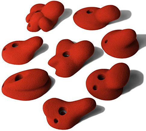 ALPIDEX 8 XL Klettergriffe | Henkelgriffe | Tiefe bis Mitteltiefe Hinterschneidungen | Klettersteine | Extra Große Griffe - Farbe:Power Red