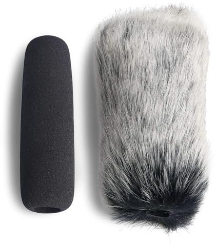 VideoMic Furry Windschutzscheibe und Schaumstoff-Abdeckung – Outdoor/Indoor Mikrofon-Windschutz für Rode VideoMic, NTG2, NTG1 und WSVM Mikrofon von YOUSHARES (2 Stück)