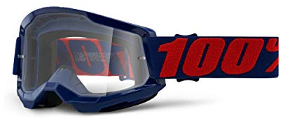 Gafas de Ciclismo 100% Strata 2, Azul/Rojo, Lente Transparente