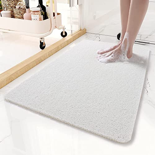 Bath Mat for Inside Shower, 40x60cm Loofah Shower Mat Non Slip Anti Mould Antibacterial Soft PVC Bath Mat for Bathroom Wet Shower Areas