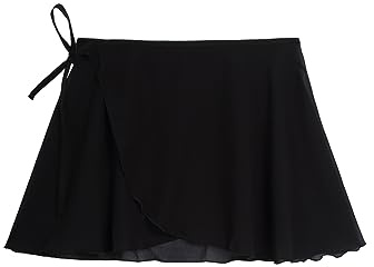 Lanbodance Mädchen und Damen Ballett Wickelrock Chiffon Tanzrock, schwarz, Groß