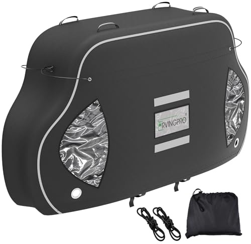 RVINGPRO Bike Cover for Transport on Rack - Bike Cover for 3 Bikes on Rear Bike Rack, 600D Oxford Bicycle Cover Waterproof Outdoor Storage or Transportation for RV/ SUVS, with 2 Bungee Cords (XXL)