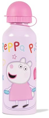 Peppa Pig Kinder Trinkflasche Aluminium Trinkflasche mit Strohhalm 500ml für Schule