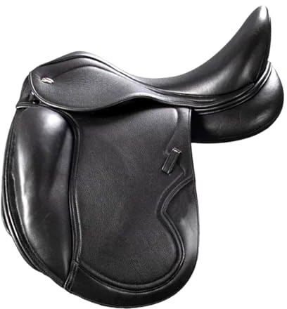 Sazaar Tack English Dressage Cow Leather with Full Covered Softie Horse Saddle 13 to 19 Black ST-027 (13 Seat)