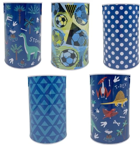 FabFinds Money Tin Box Cant Open Tin Money Box for Kids Adults 12 Pack (Blue Assorted)
