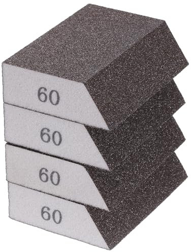 sourcing map 4pcs Sanding Sponge Blocks 120-180 Grit Sanding Sponge with Angled Edge 4x2.8x1, Washable and Reusable Foam Sanding Block for Polishing Kitchen Metal Wood Drywall Home