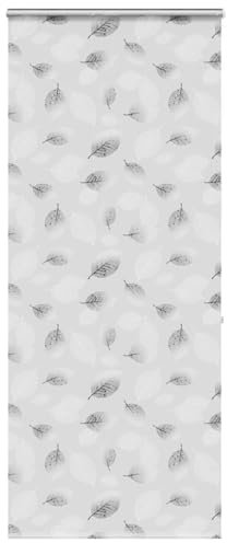 vidaxl shower roller blind 100x240 cm - water PEVA fabric - modern grey leaf pattern - with cassette - adjustable height - space-saving design