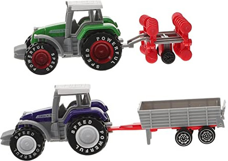 Generisch 2st Bauernhofwagen -Bauernhof-LKW Engineering-LKW- Spielzeuglastwagen -Traktor- LKW-bausatz Für Kleinkinder Autospielzeug Plastik