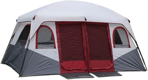 QKBMFK Tente de Camping pour 8-12 Personnes, légère, Stable, imperméable - Tente familiale avec 2 Chambres, Grande Tente avec Tapis de Sol, 430 x 305 x 203 cm Red,4.3 * 3 * 2m